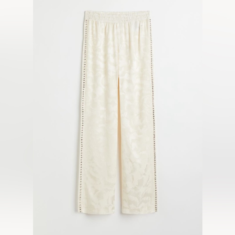 H&M Rhinestone-embellished Jacquard-weave Pants